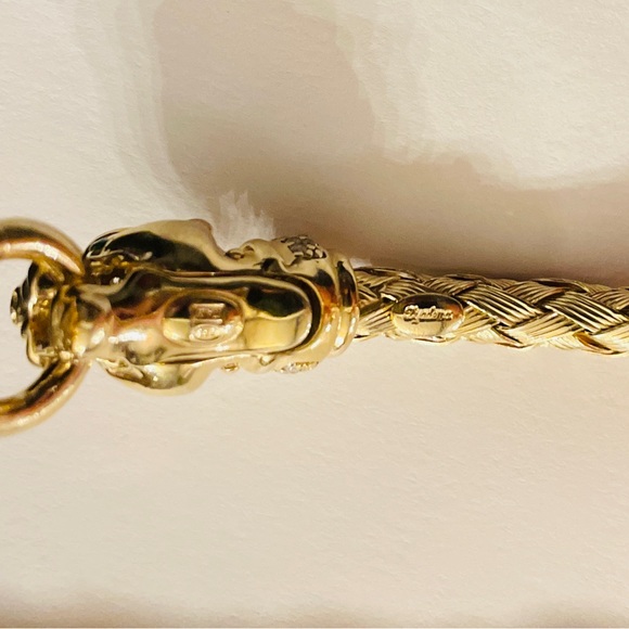 Made in Italy Emerald Eyed Woven Bangle Bracelet Genuine 18k Gold over Solid925 - Picture 16 of 16